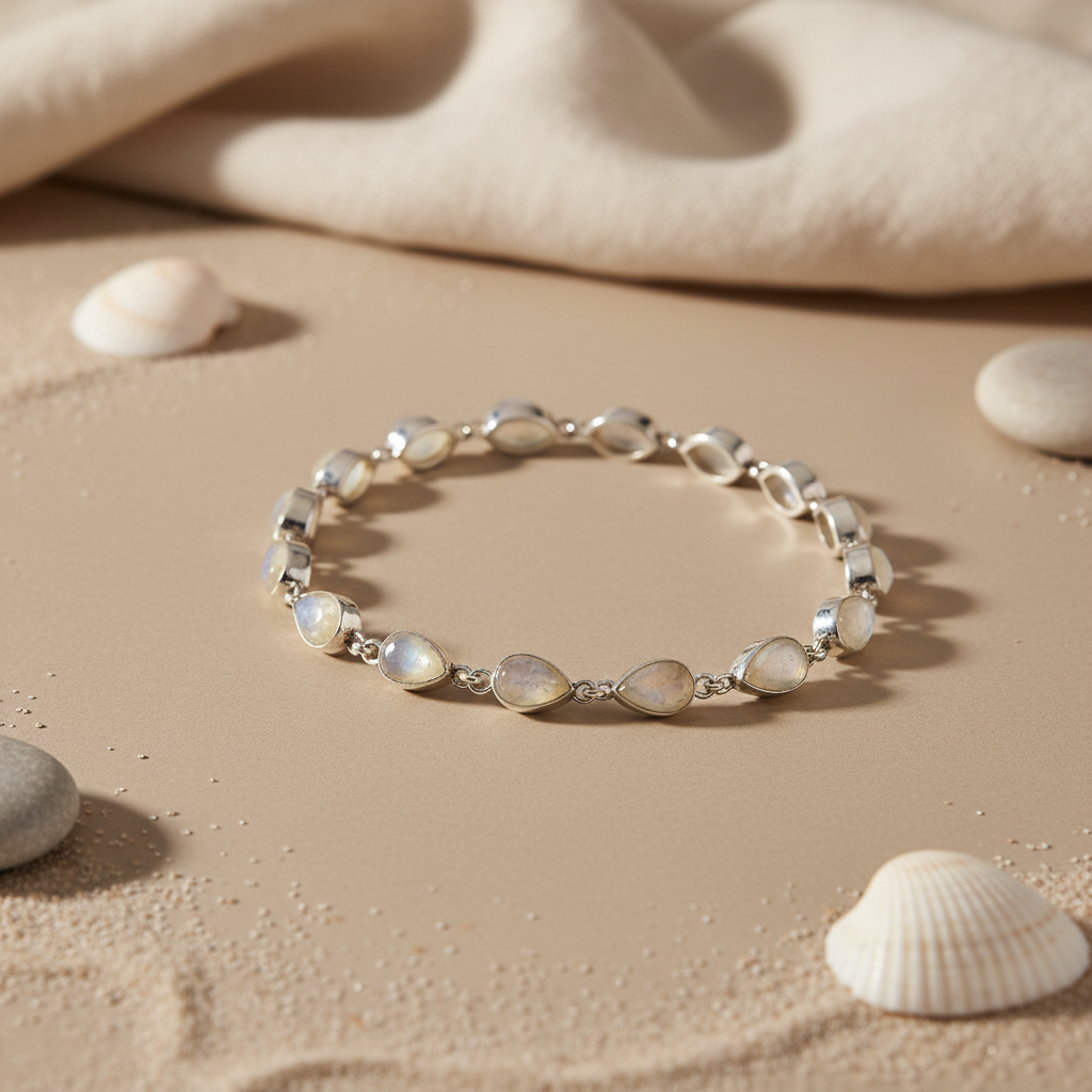 925 Silver Moonstone Teardrop Bracelet for Women | Gift