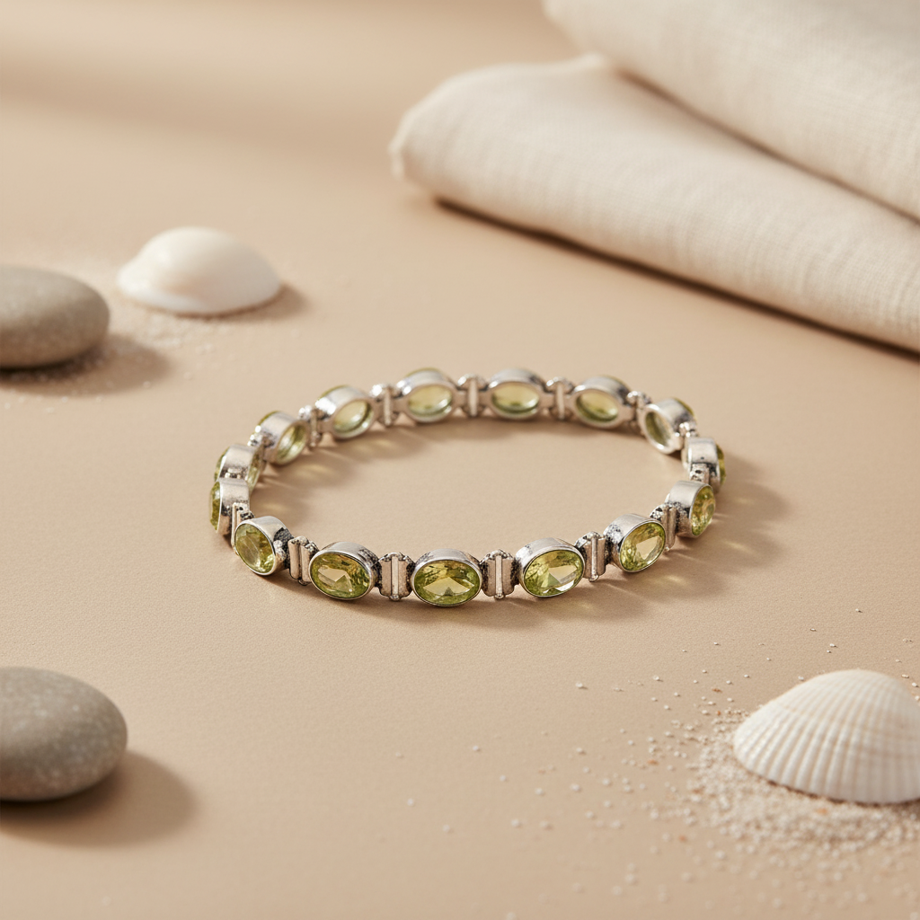 925 Silver Peridot Bracelet for Women | Green Gemstone Jewelry