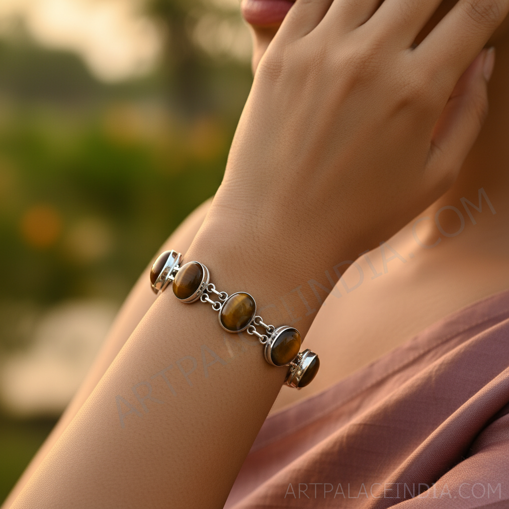 925 Silver Tiger Eye Bracelet for Women | Statement Jewelry