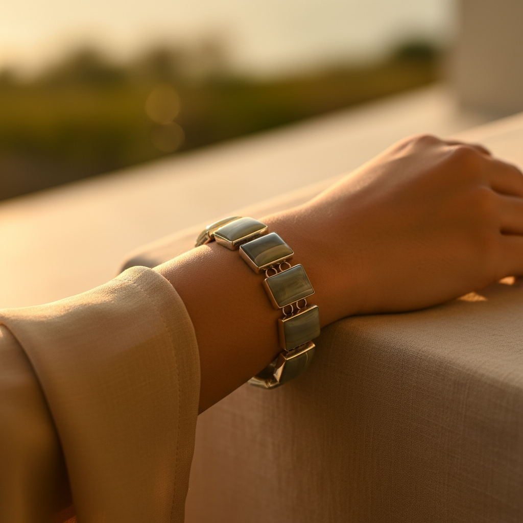 Pulsera de ágata plateada para mujer | Joyería de uso diario