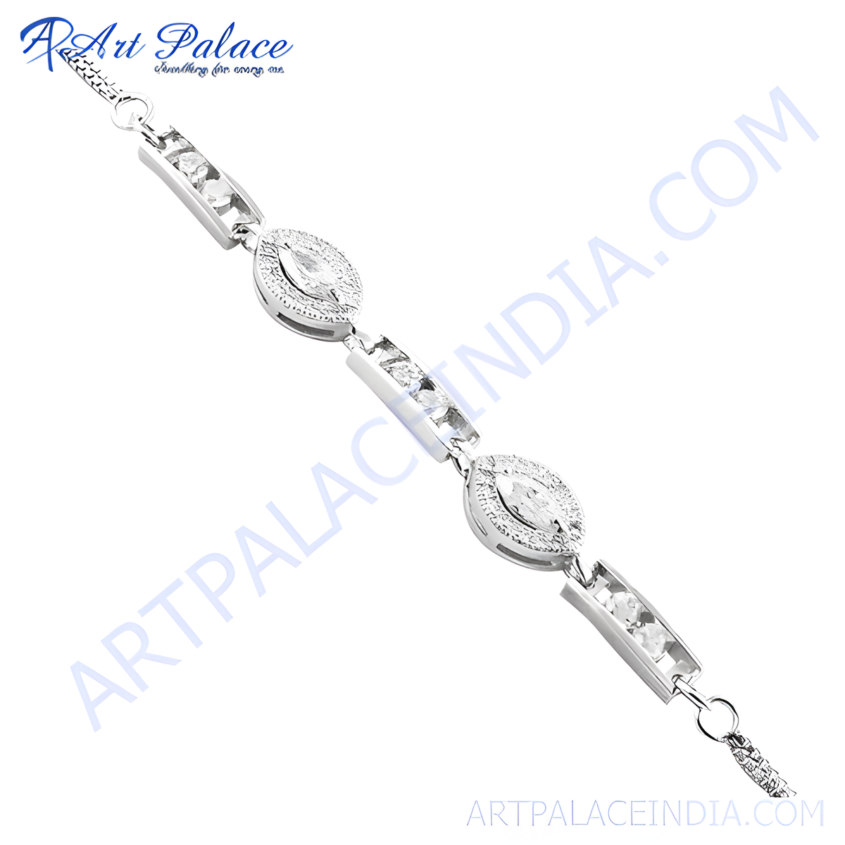 Silver chain bracelet with sparkling cubic zirconia stones, perfect for gifting or daily wear