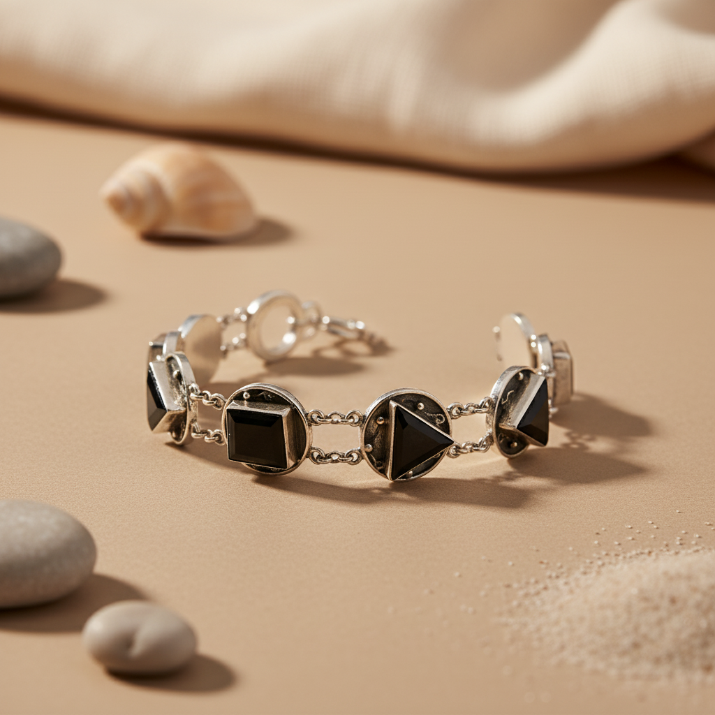 925 Silver Onyx Stone Bracelet for Women | Daily Wear Gift