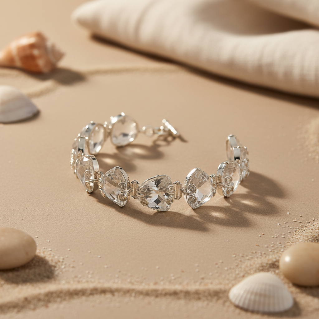 Clear Quartz Gemstone Bracelet | 925 Silver | Women's Jewelry