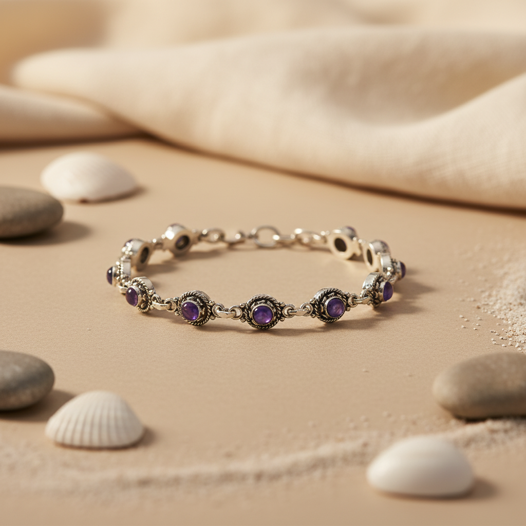 925 Silver Blue Gemstone Bracelet for Women | Gift Jewelry