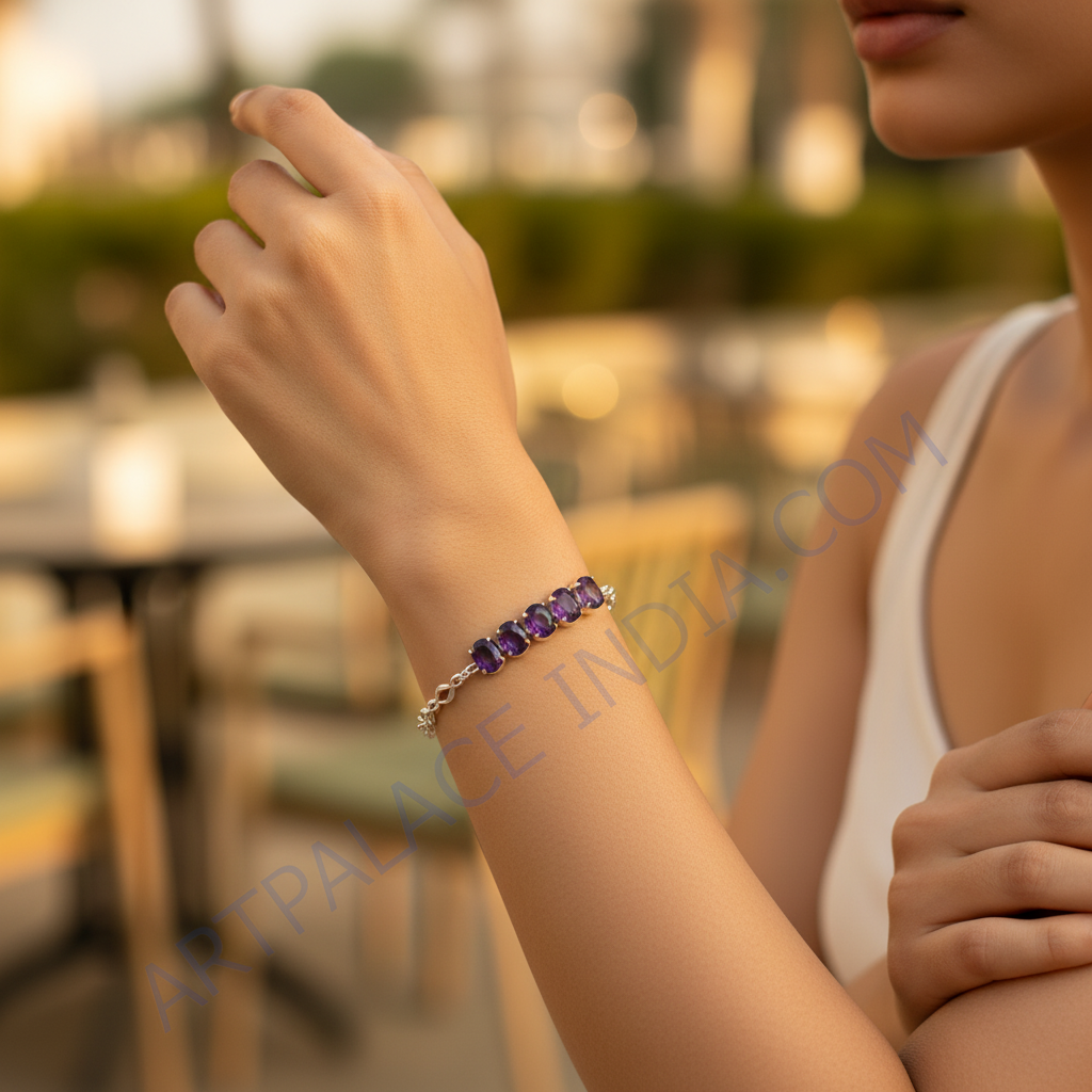 Pulsera de amatista en plata 925 para mujer | Joyería con piedras preciosas