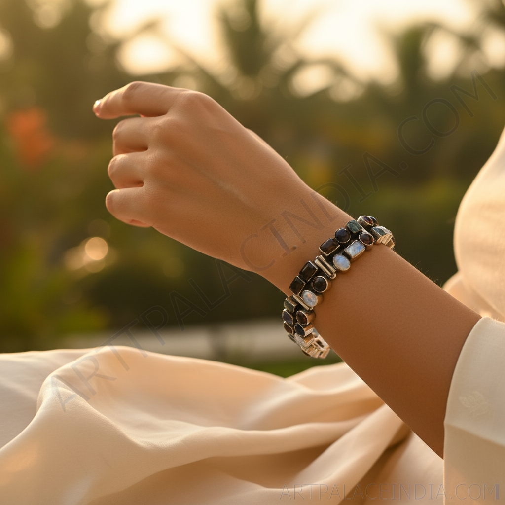 Pulsera de piedras preciosas en plata | Joyería para mujer | Regalo