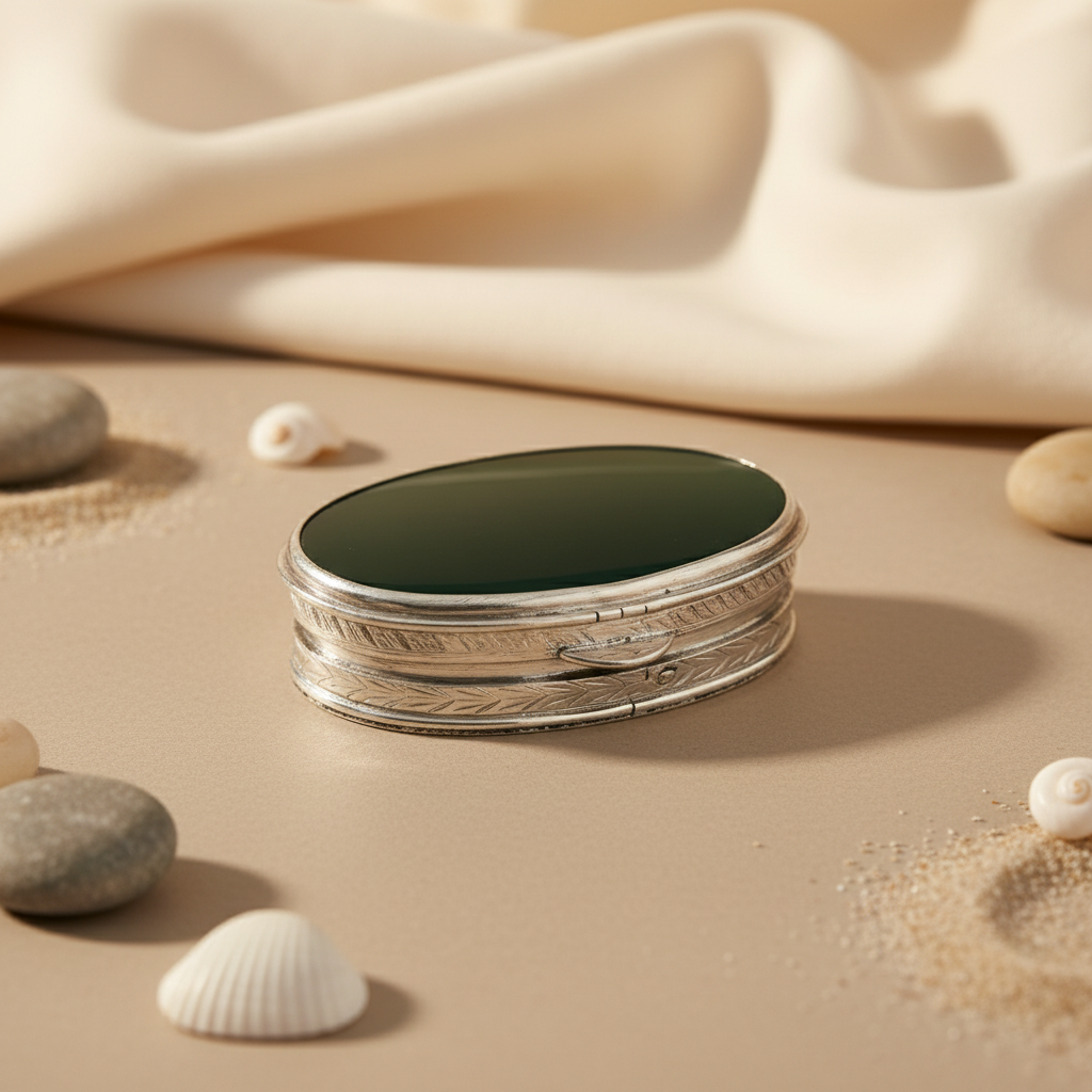 925 Silver Pill Box with Green Onyx Stone | Gift for Her