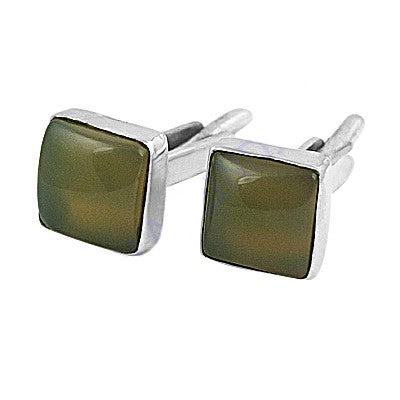 Silver Cufflinks with Green Stone for Men | Formal Wear