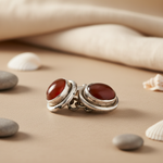 Load image into Gallery viewer, Silver Carnelian Cufflinks for Men | Formal Jewelry Gift
