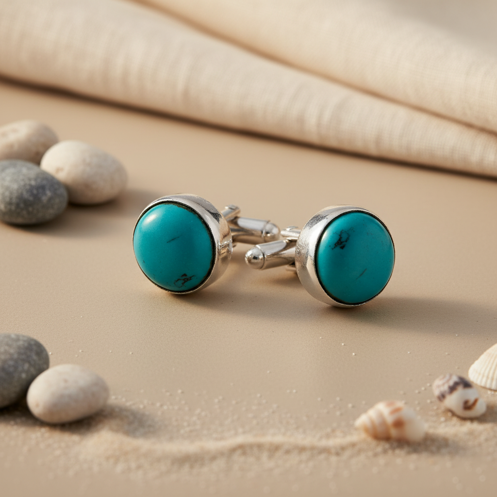 925 Sterling Silver Turquoise Cufflinks | Men's Jewelry Gift