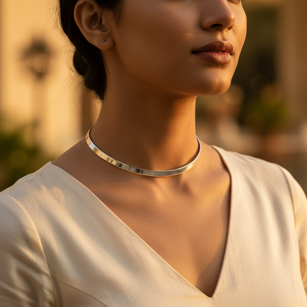 Silver Collar Necklace for Women | Minimalist Jewelry Gift