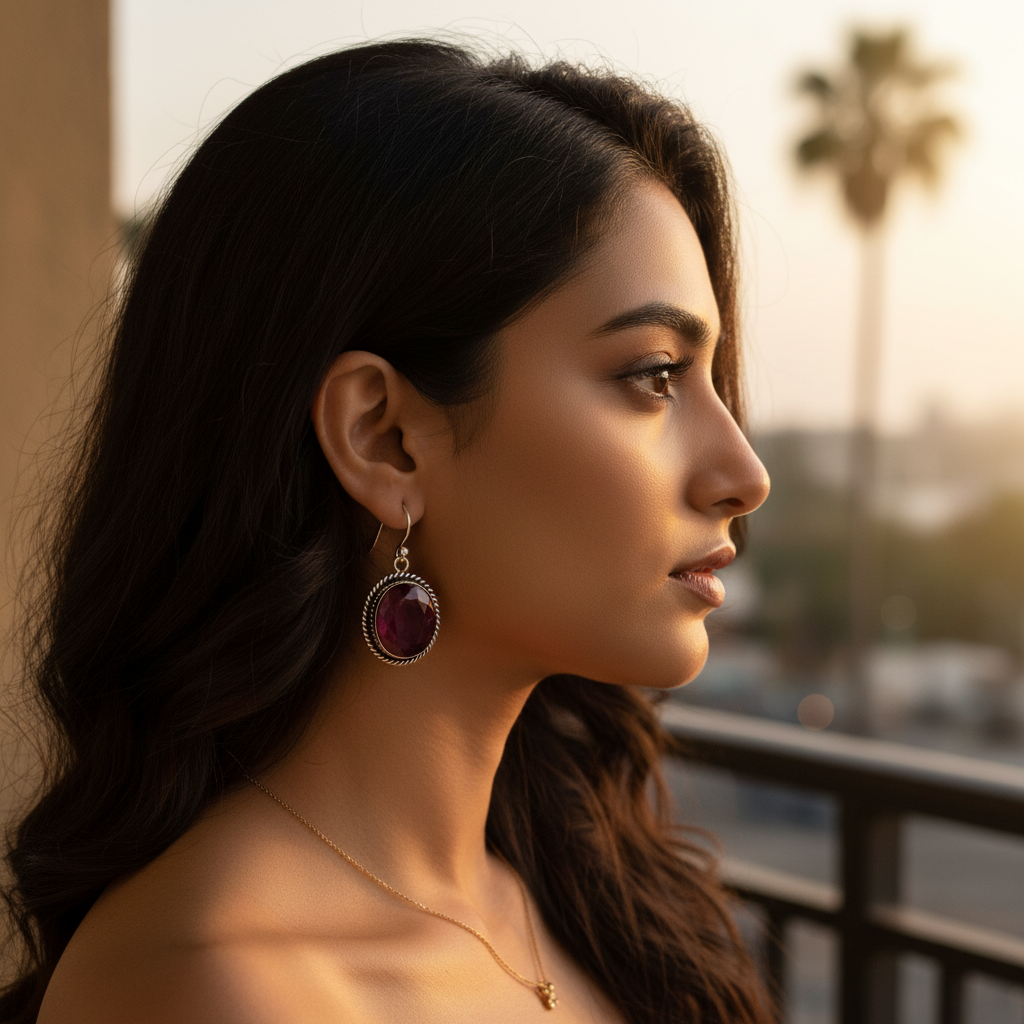 925 Silver Ruby Earrings | Women's Gemstone Dangle Earrings