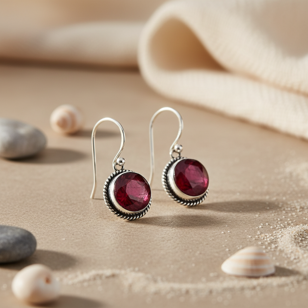 925 Silver Ruby Earrings | Women's Gemstone Dangle Earrings