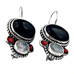 Load image into Gallery viewer, 925 Silver Onyx &amp; Moonstone Earrings for Women | Gemstone Jewelry
