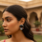 将图像加载到图库查看器中， 925 Silver Onyx &amp; Moonstone Earrings for Women | Gemstone Jewelry
