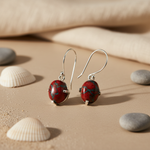 Load image into Gallery viewer, Red Jasper Stone Earrings in Silver for Women | Daily Wear
