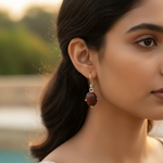 Load image into Gallery viewer, Red Jasper Stone Earrings in Silver for Women | Daily Wear

