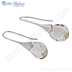 将图像加载到图库查看器中， Silver drop earrings with clear faceted crystal teardrop shaped stones.
