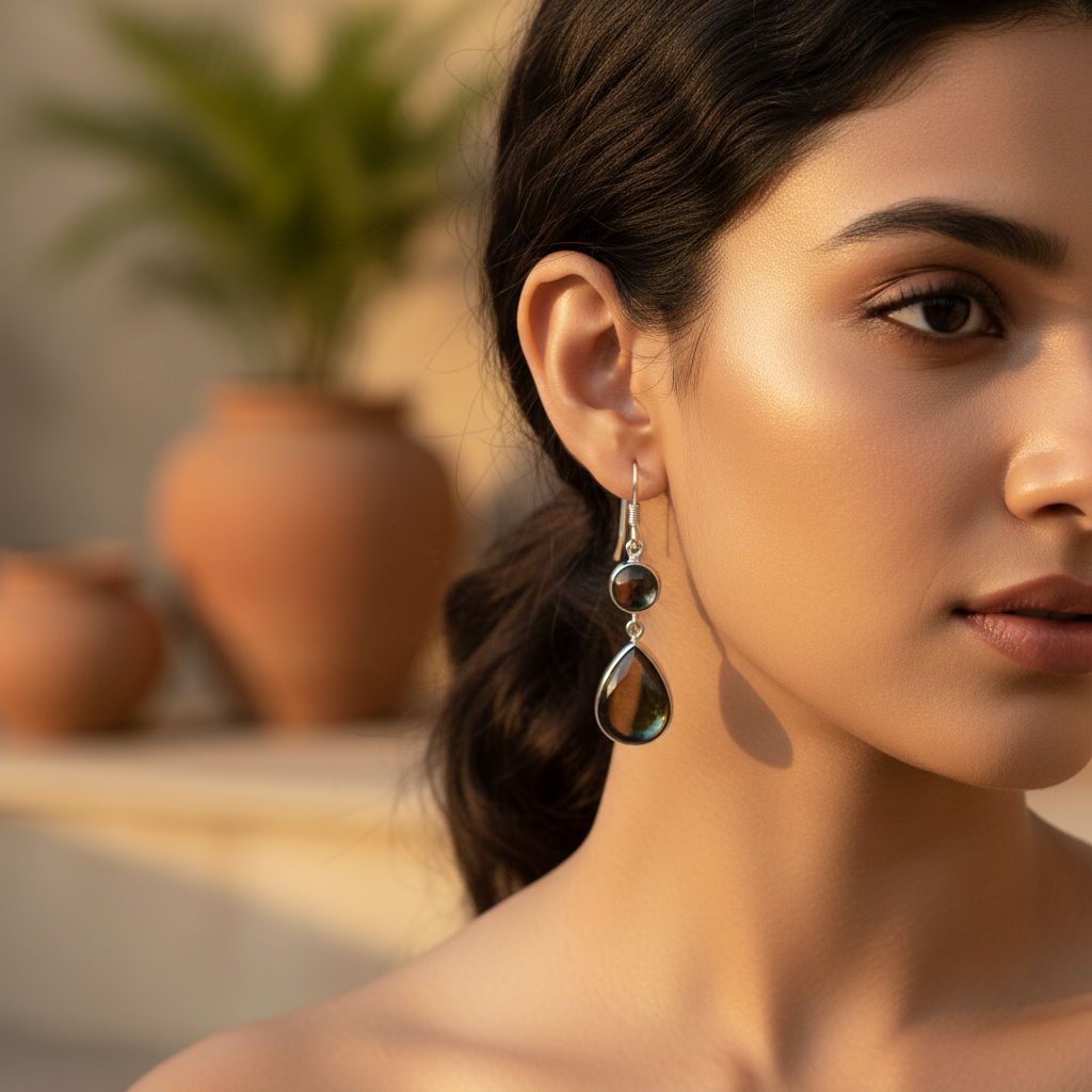 925 Sterling Silver Earrings with Gemstone | Dangle Earrings for Women