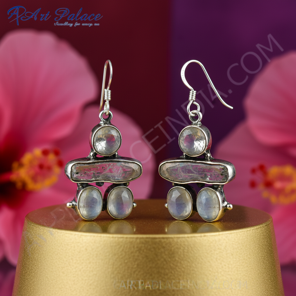 925 Silver Moonstone Drop Earrings for Women | Dangle Earrings
