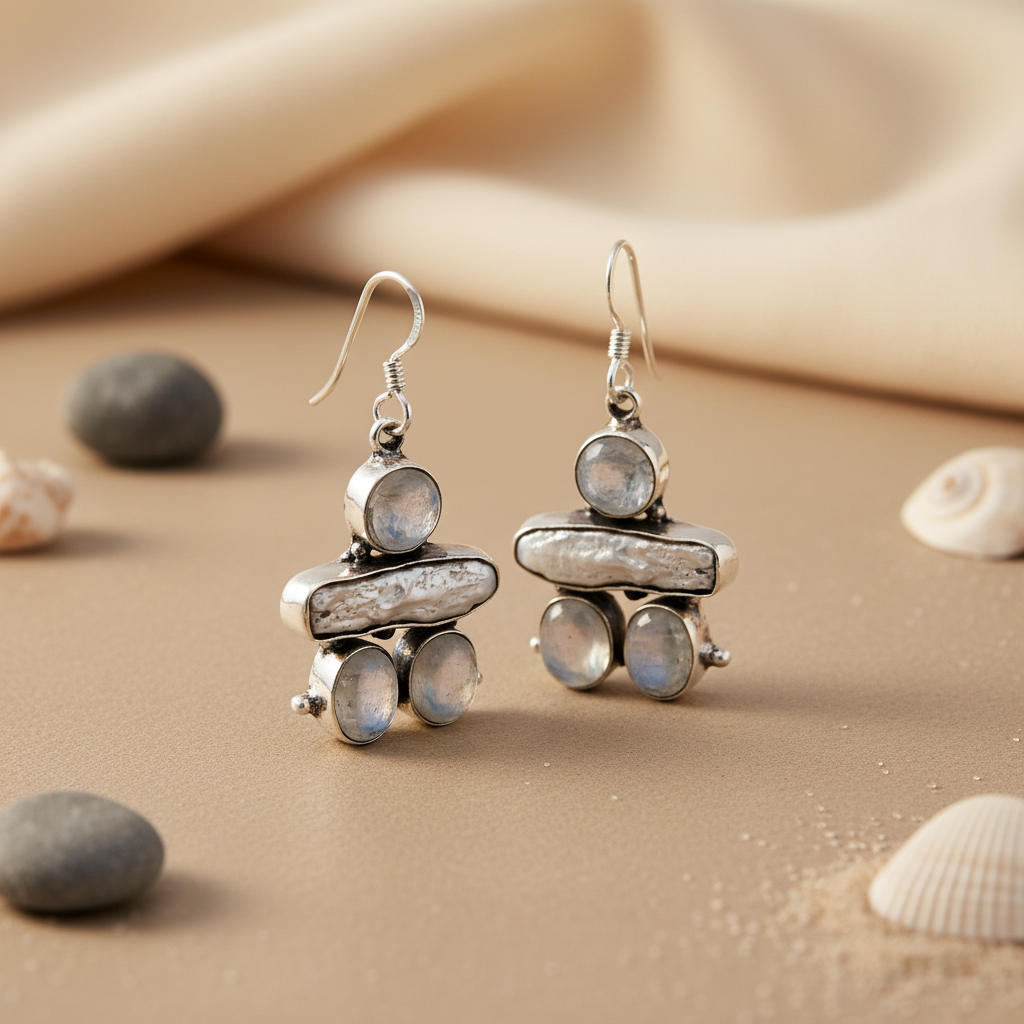 925 Silver Moonstone Drop Earrings for Women | Dangle Earrings
