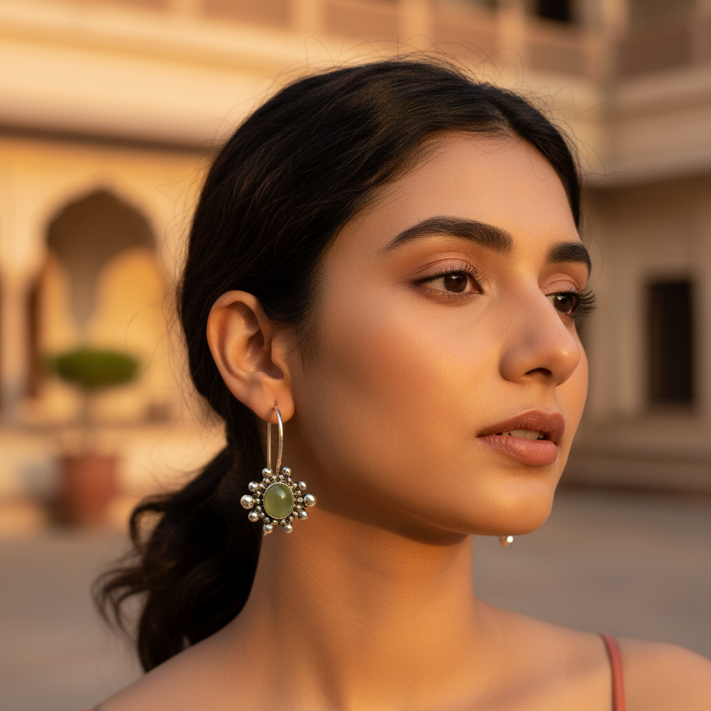 Pendientes de plata 925 con piedras preciosas verdes para mujer | Pendientes colgantes