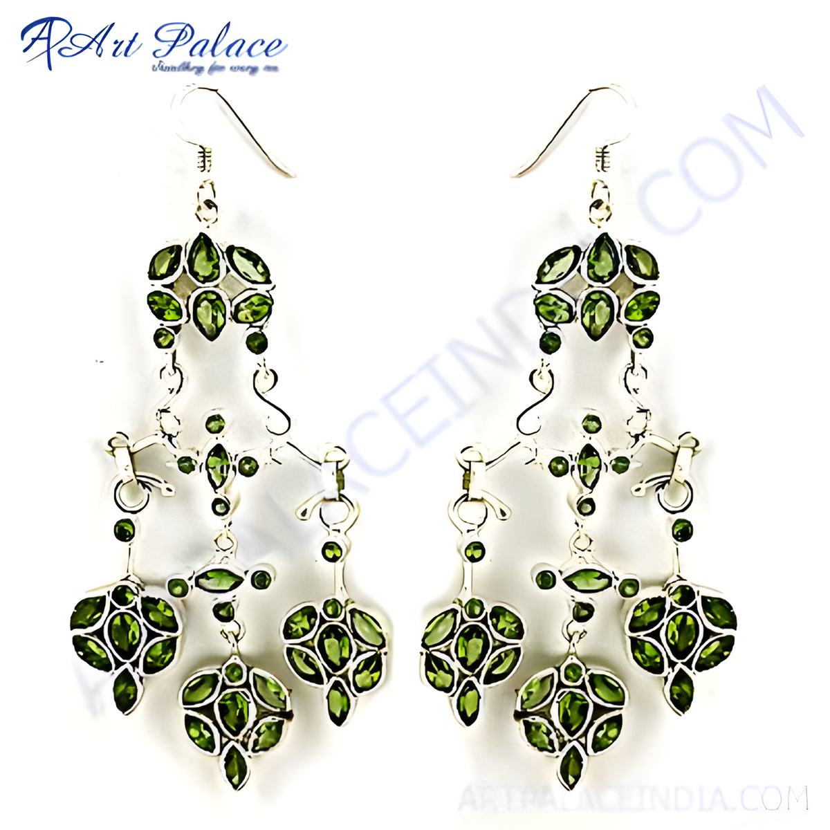 925 sterling silver dangle earrings with vibrant green peridot gemstones, perfect for any occasion