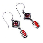Load image into Gallery viewer, 925 Silver Garnet &amp; Coral Drop Earrings | Gemstone Jewelry for Women
