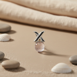 Load image into Gallery viewer, Silver X Stud Earrings with Faceted Stone | Women's Jewelry Gift
