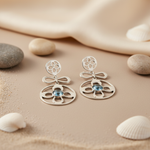 Load image into Gallery viewer, 925 Silver Blue Topaz Earrings | Floral Design | Women's Jewelry
