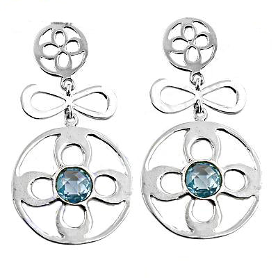 925 silver blue topaz earrings | floral design | women's jewelry
