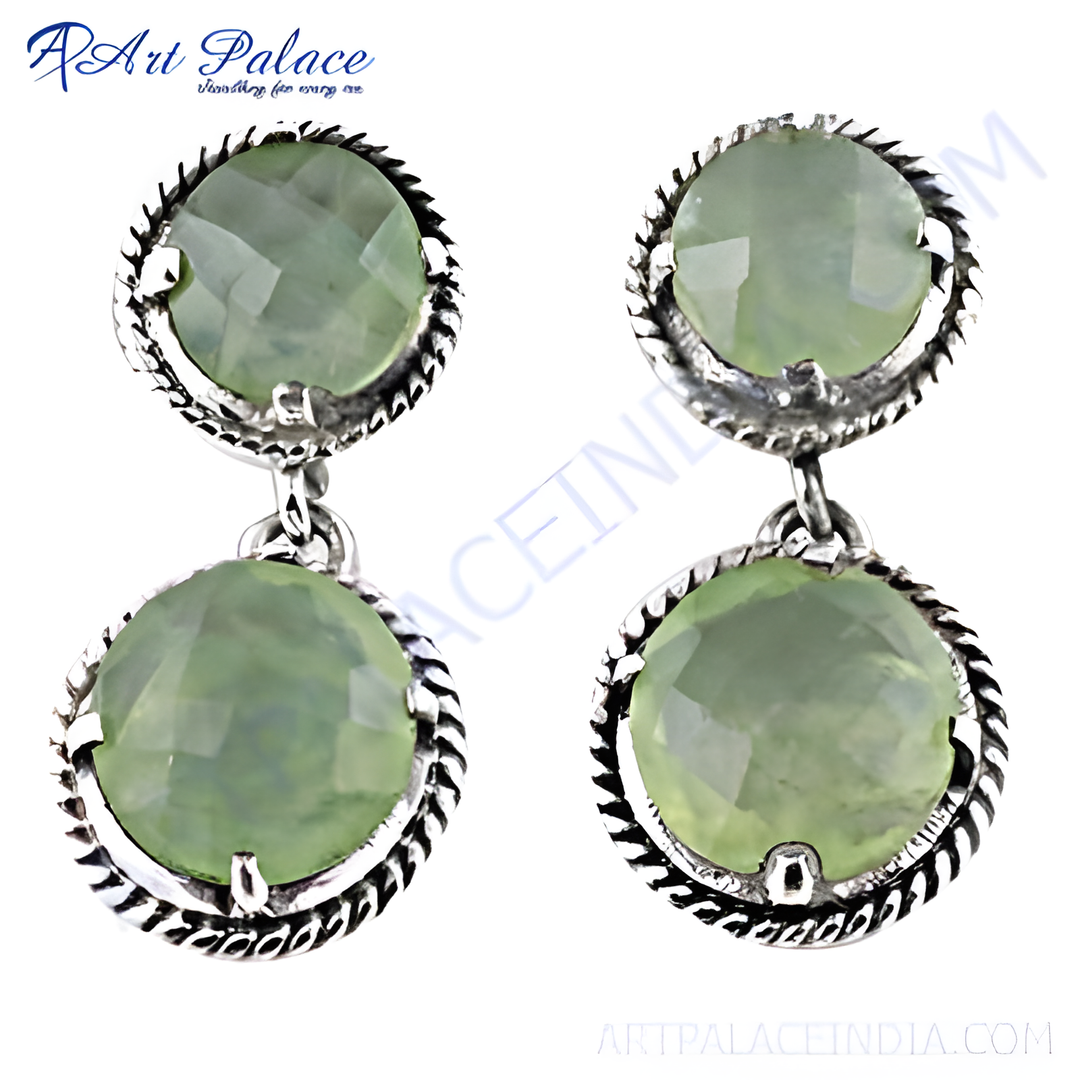 925 sterling silver drop earrings featuring faceted green gemstones, a beautiful and elegant jewelry piece