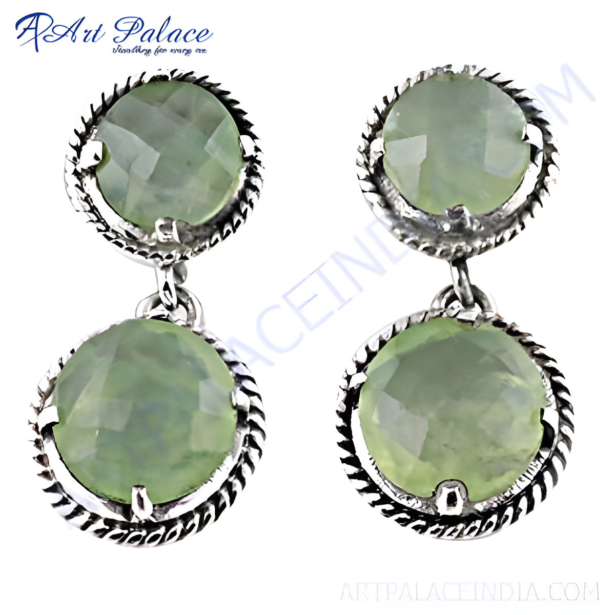 925 sterling silver drop earrings featuring faceted green gemstones, a beautiful and elegant jewelry piece