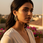 Load image into Gallery viewer, 925 Silver Pearl &amp; Green Gemstone Earrings for Women
