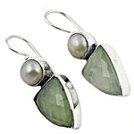 Load image into Gallery viewer, 925 Silver Pearl &amp; Green Gemstone Earrings for Women
