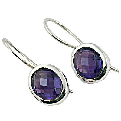 Silver Amethyst Drop Earrings for Women | Gemstone Jewelry