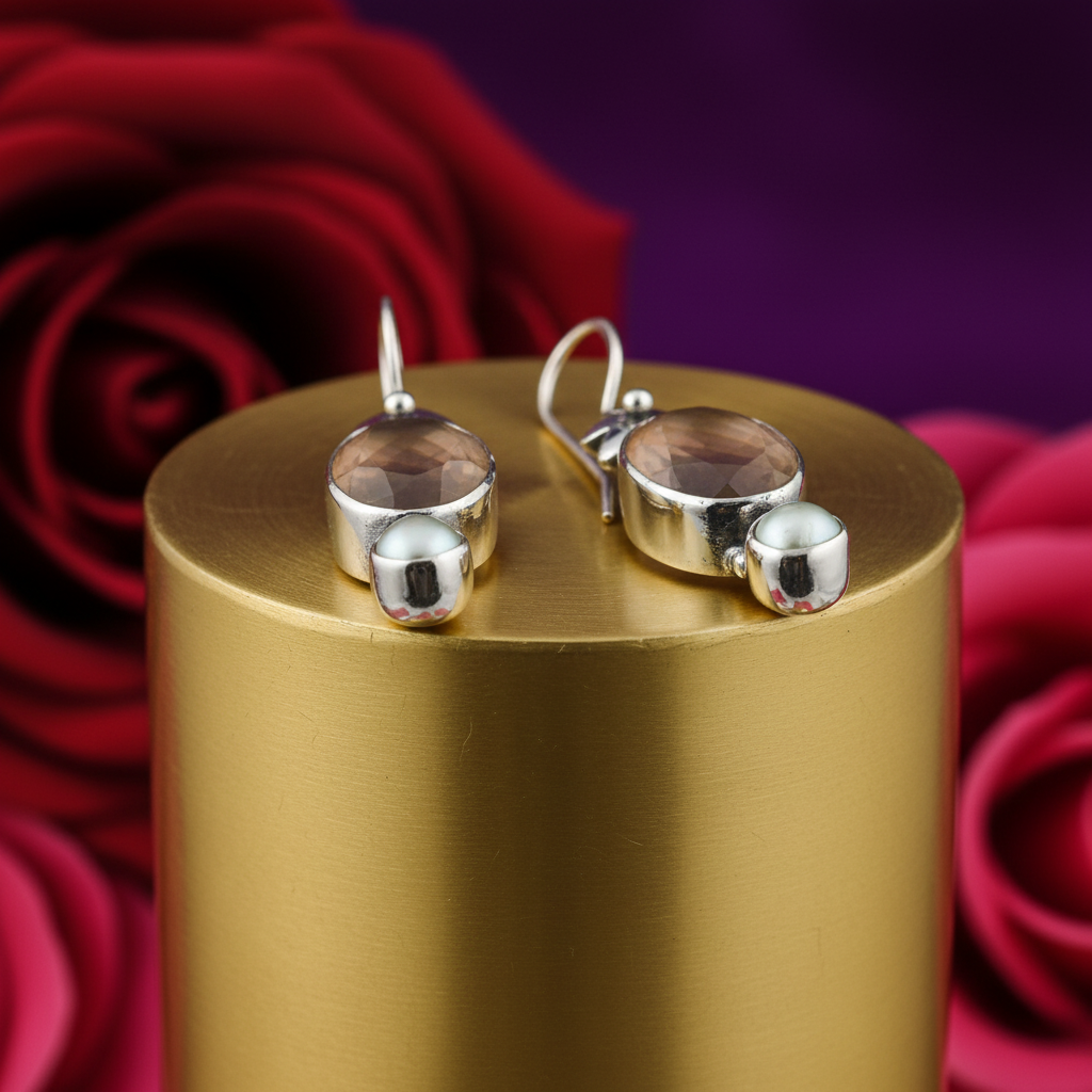 925 Silver Moonstone & Pearl Drop Earrings for Women | Gift