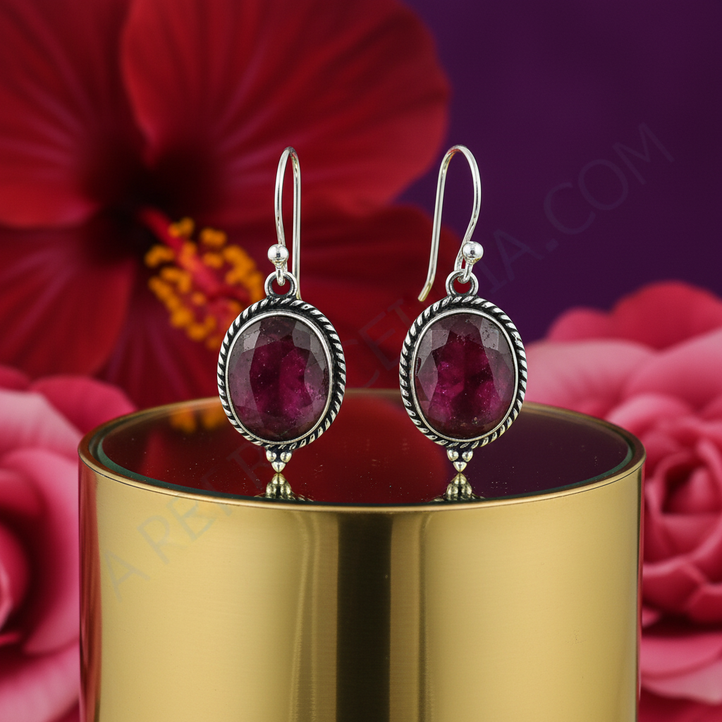 Ruby Earrings in 925 Silver | Gemstone Jewelry for Women