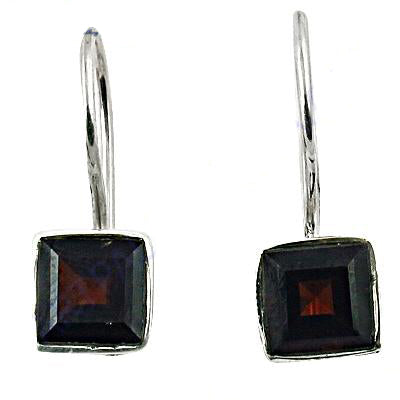 925 silver square garnet earrings for women | gemstone jewelry