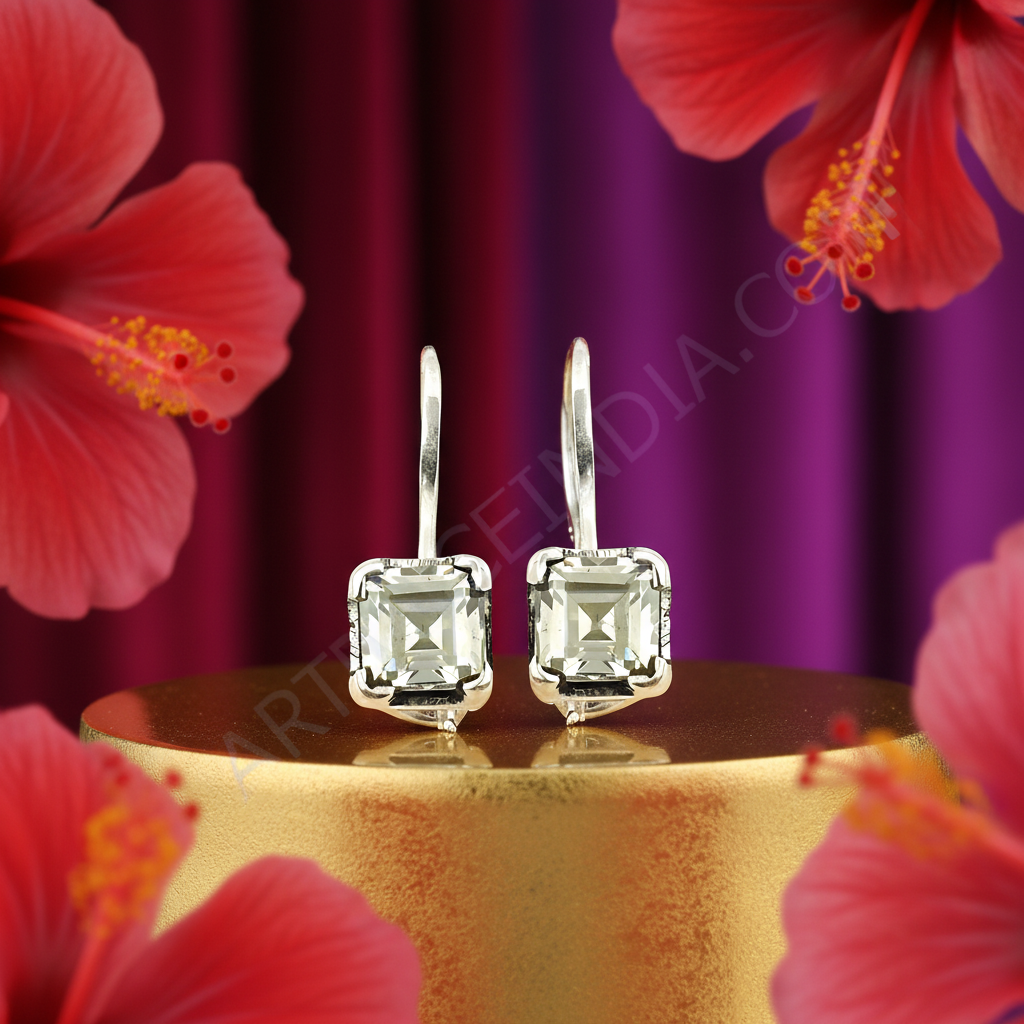 925 Silver Square Cut Earrings | Women's Daily Wear Jewelry