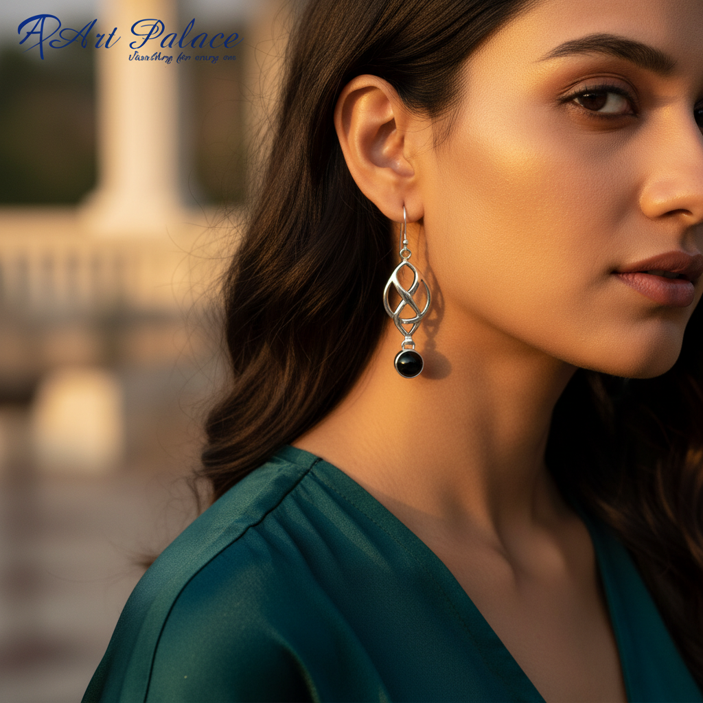 925纯银黑玛瑙耳环（女士款）| 凯尔特结