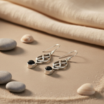 Load image into Gallery viewer, 925 Sterling Silver Black Onyx Earrings for Women | Celtic Knot

