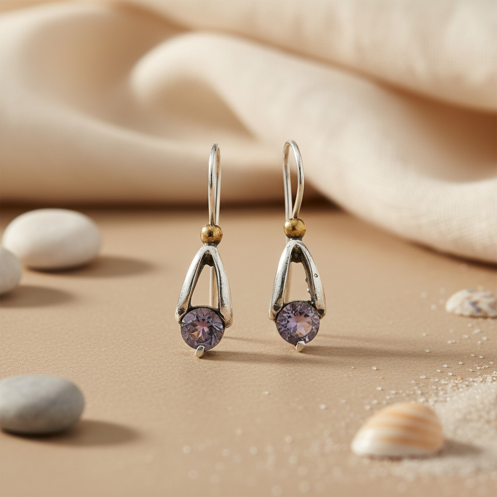 925 Silver Amethyst Drop Earrings | Women's Jewelry Gift