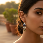 Load image into Gallery viewer, 925 Silver Peridot &amp; Lapis Earrings for Women | Dangle Earrings
