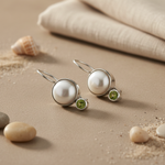 Load image into Gallery viewer, 925 Silver Pearl &amp; Peridot Drop Earrings for Women | Gift
