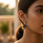 将图像加载到图库查看器中， 925银镶嵌黑色蓝宝石耳环 | 女士垂坠式耳环
