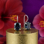 将图像加载到图库查看器中， 925银镶嵌黑色蓝宝石耳环 | 女士垂坠式耳环
