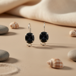 Load image into Gallery viewer, 925 Silver Black Sapphire Earrings | Women's Dangle Jewelry
