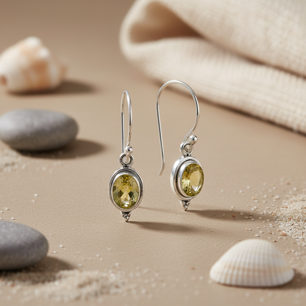 925 Silver Citrine Drop Earrings for Women | Gemstone Jewelry