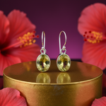 将图像加载到图库查看器中， 925纯银黄水晶水滴耳环（女士款）| 宝石首饰
